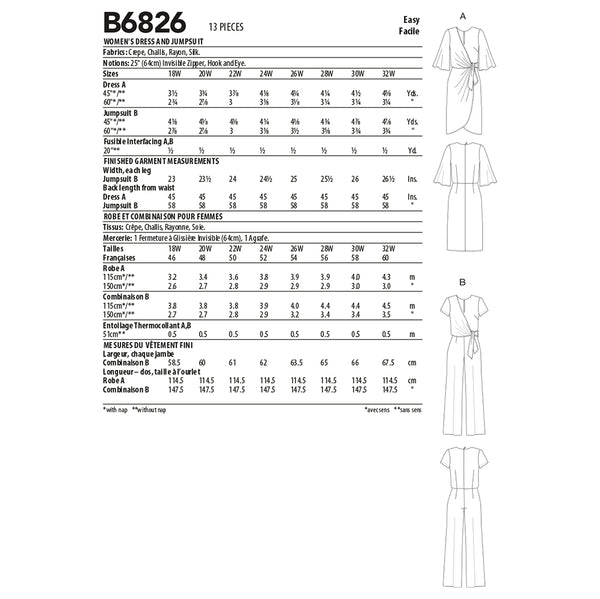 B6826 WOMEN'S DRESS & JUMPSUIT (size: 26W-28W-30W-32W)