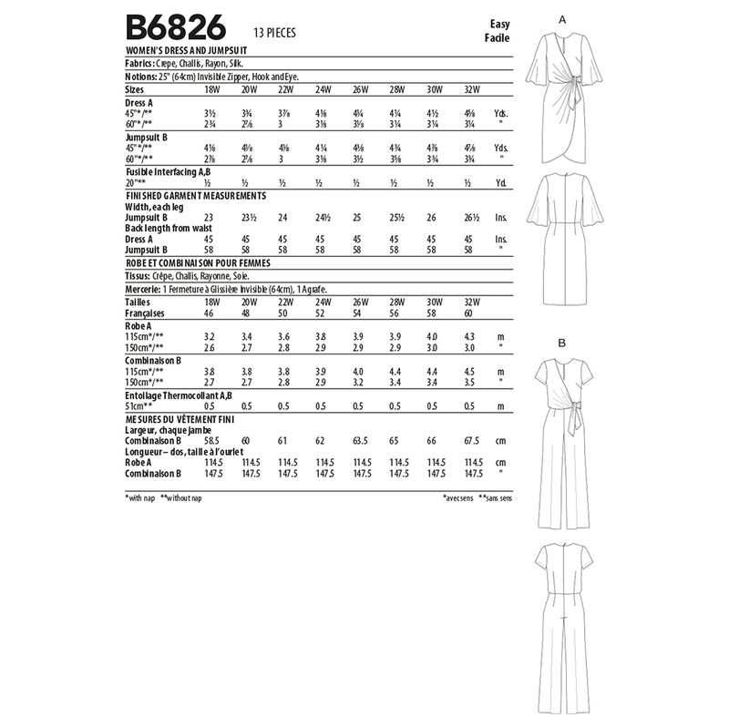 B6826 WOMEN'S DRESS & JUMPSUIT (size: 18W-20W-22W-24W)