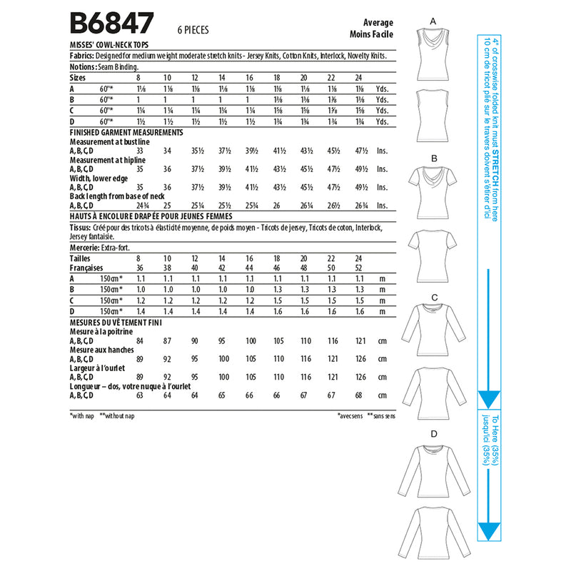 B6847 HAUTS POUR FEMMES (GRANDEUR:8-10-12-14-16)