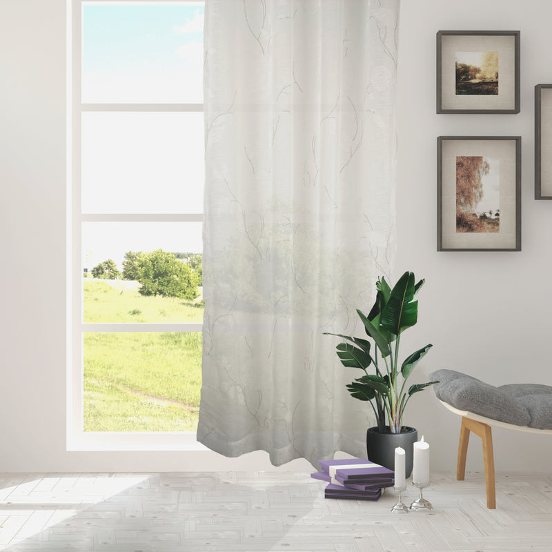 Grommet curtain panel - Dela - White - 52 x 84''