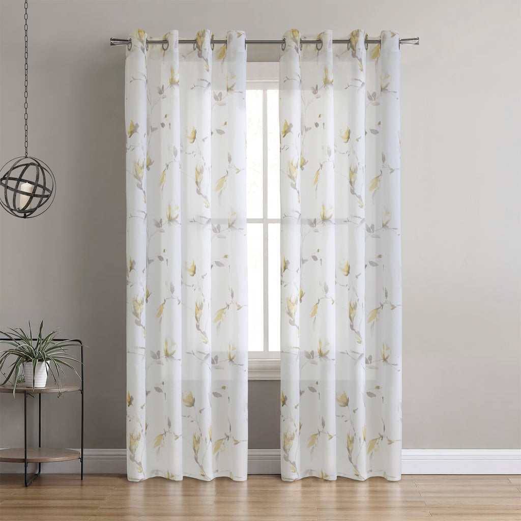 Grommet Curtain Panel Bloom Yellow 52 X 84 Fabricville