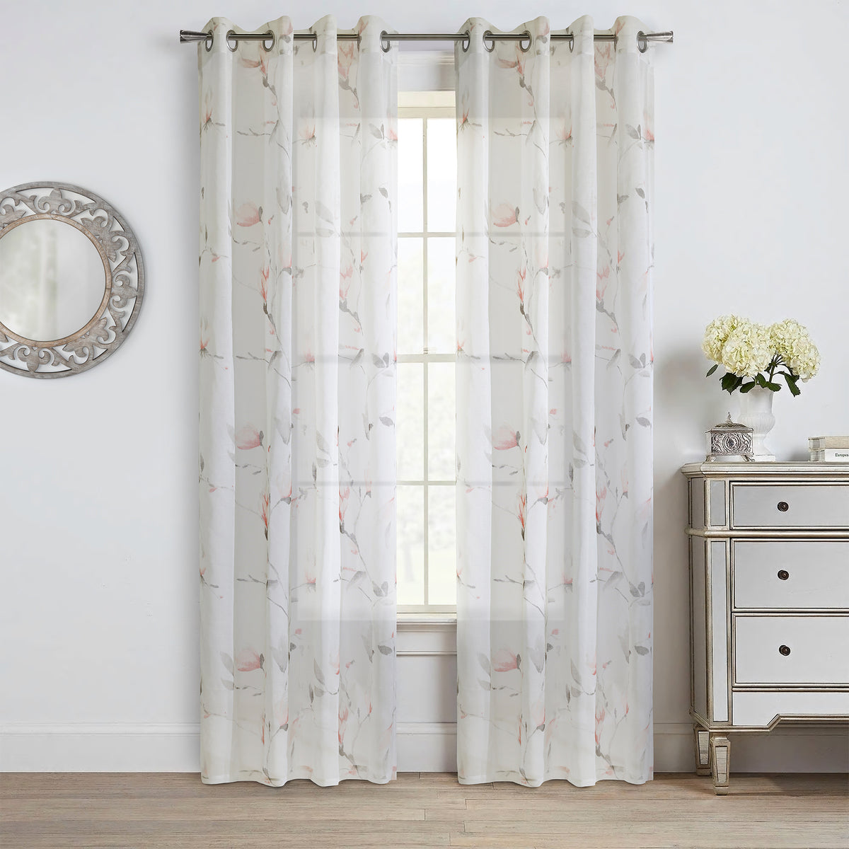 Paire De Rideaux Monkwell Art Nouveau Fleurs - 66P X 127W - Doublés Coton
