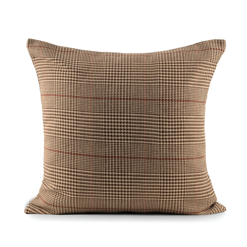 Decorative cushion cover - Small Check - Brown - 18 x 18''