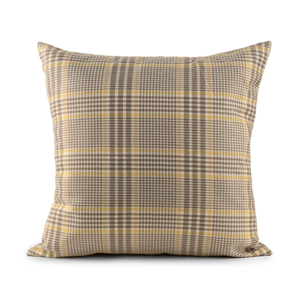 Decorative cushion cover - Meduim Check - Yellow - 18 x 18''
