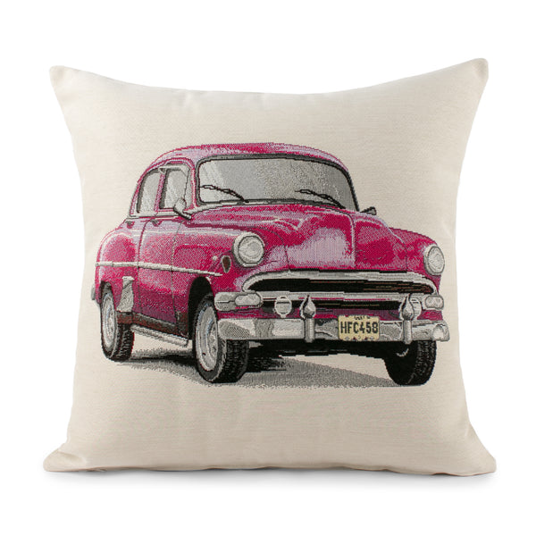 Decorative cushion cover - Car - Pink - 18 x 18''
