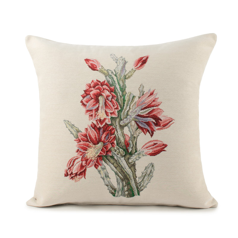 Decorative cushion cover - Floral II - Beige - 18 x 18''