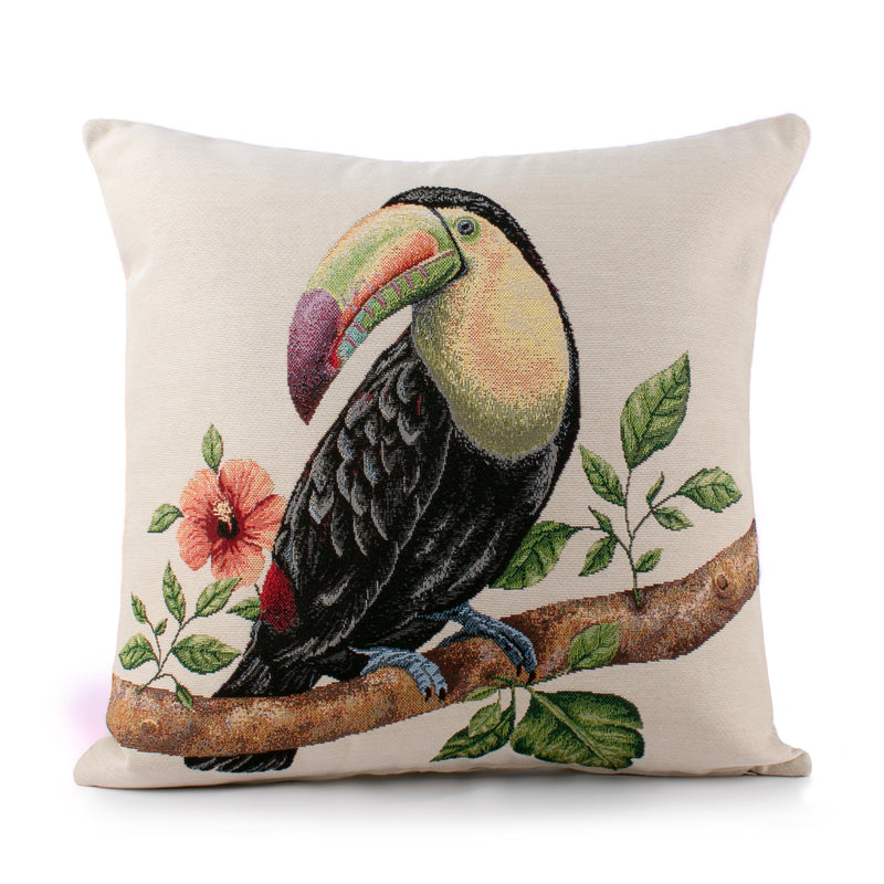 Decorative cushion cover - Toucan II - Beige - 18 x 18''