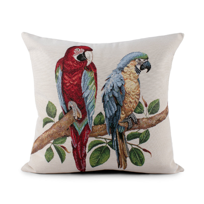 Decorative cushion cover - Parrots - Beige - 18 x 18''