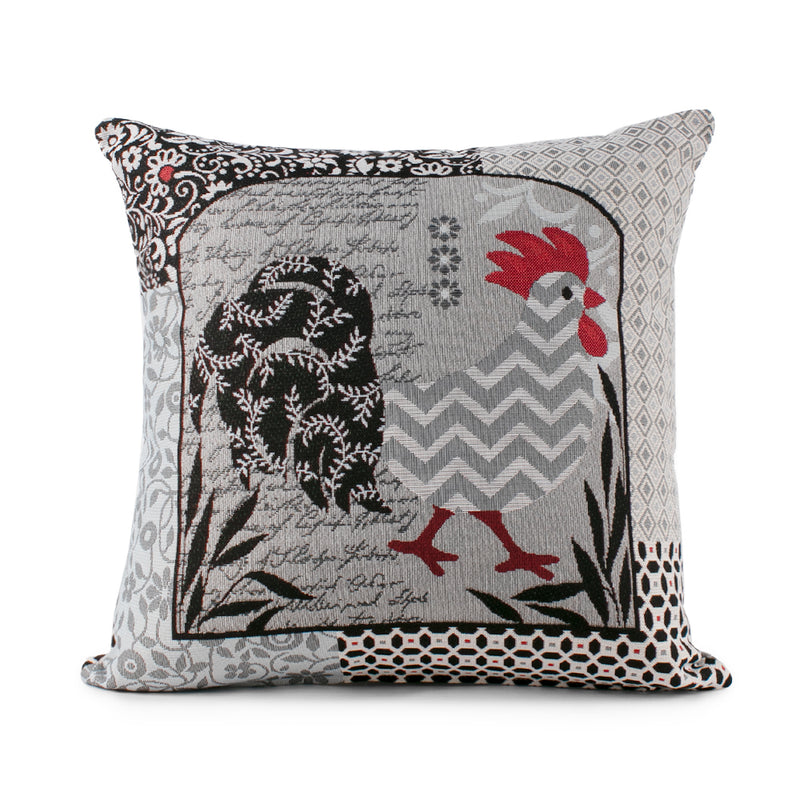 Decorative cushion cover - Rooster II - Grey - 18 x 18''