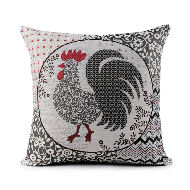 Decorative cushion cover - Rooster I - Grey - 18 x 18''