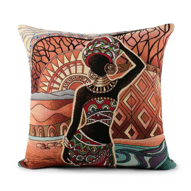 Decorative cushion cover - Africa I - Orange - 18 x 18''