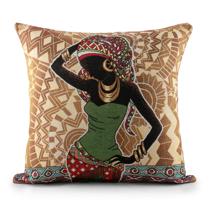 Decorative cushion cover - Africa II - Yellow - 18 x 18''