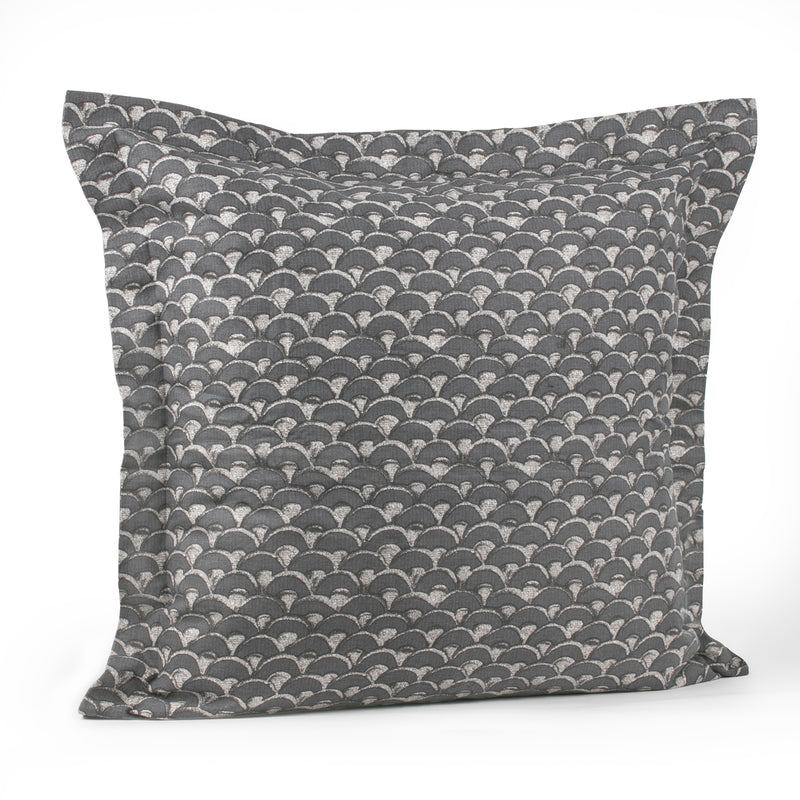Decorative Euro cushion cover - Kimiko - Grey - 26 x 26''