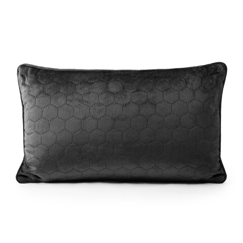 Decorative feather cushion  - Luxe quilted - Black - 13 x 20''