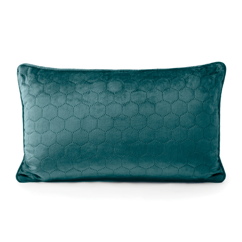 Decorative feather cushion  - Luxe quilted - Teal - 13 x 20''