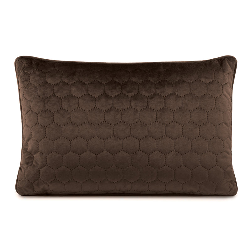 Decorative feather cushion  - Luxe quilted - Dark Brown - 13 x 20''