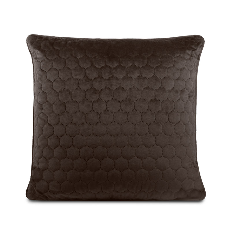 Decorative feather cushion  - Luxe quilted - Dark Brown - 20 x 20''