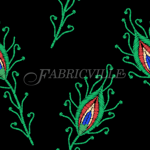 Embroidery Peacock Feathers