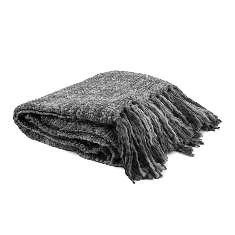 Decorative Knitted Throw - Grey - 47 x 63''