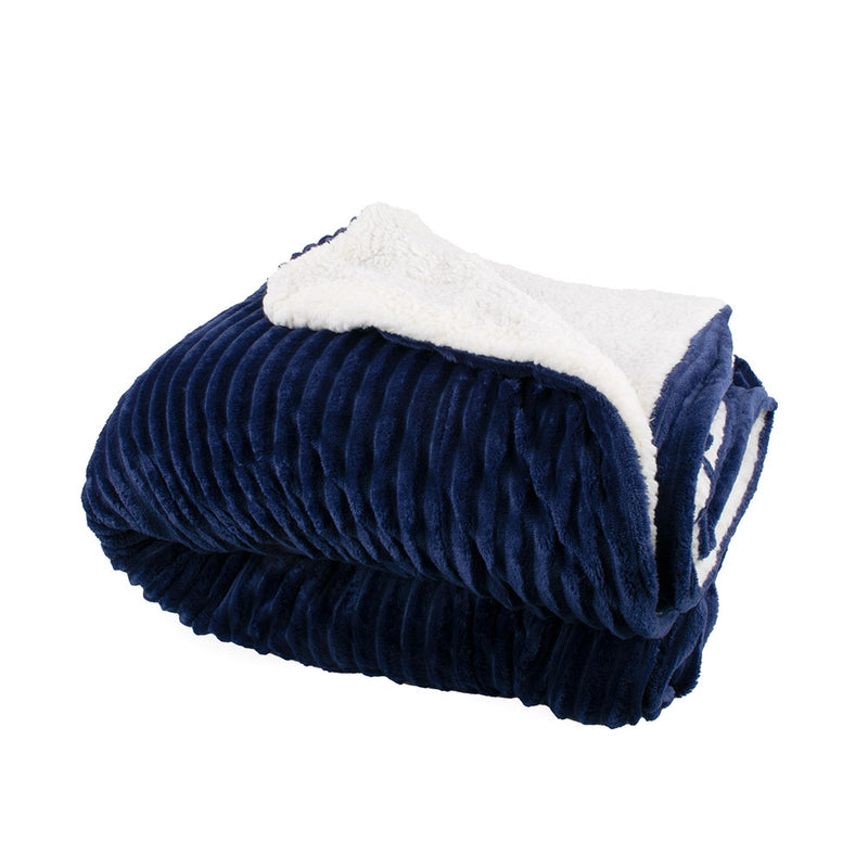Decorative Minky throw with Sherpa Backing - Blue - 79 x 91''