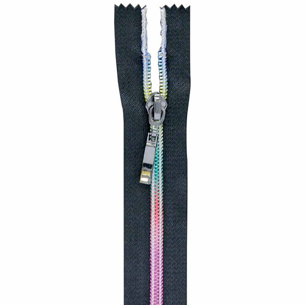VIZZY Rainbow Fashion Closed End Zipper 18cm (7") - Black - 1774