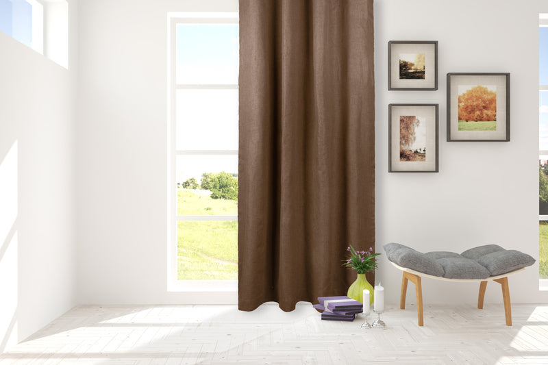 Rideau Anti-bruit Et Isolation Thermique - Taille 105x145 Cm - Tissu Polyester 225 G/m² - Œillets Inox - Couleur Marron - 4
