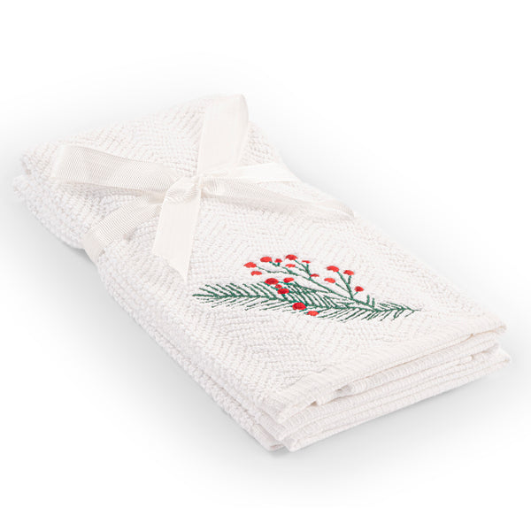 Set of 2 Hand Towels - White - 15 x 25''