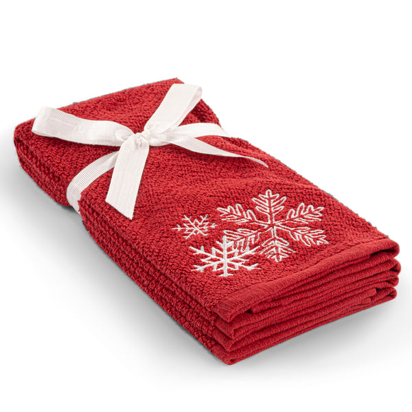 Set of 2 Hand Towels - Red - 15 x 25''