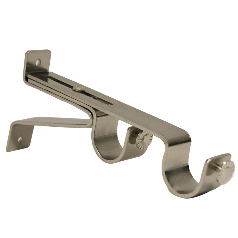 SUPPORT MURAL DOUBLE EXTENSIBLE -<br>ARGENT SATINÉ - pour tringle de 1po (28mm) de diamètre