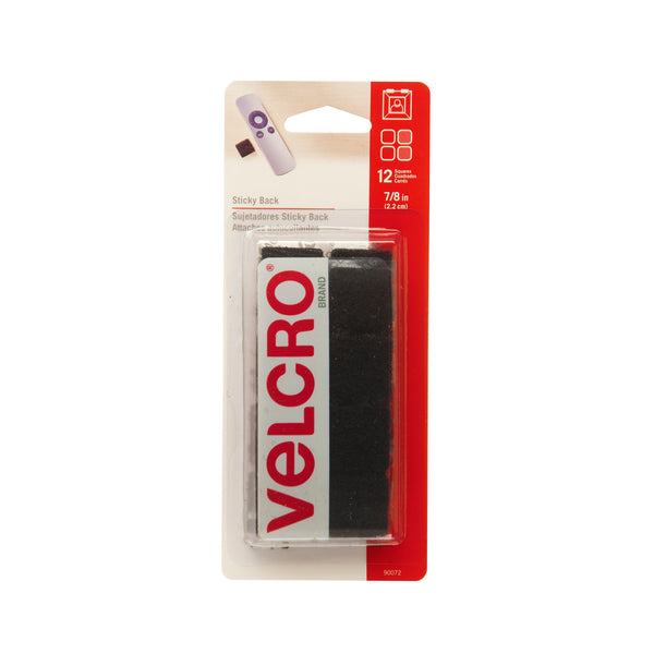 VELCRO® Brand STICKY BACK 7/8" SQUARES - BLACK