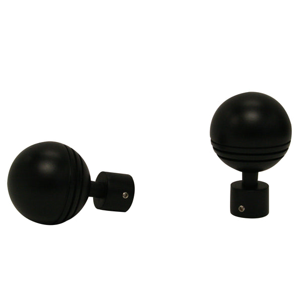 RIDGED BALL FINIAL - BLACK - for a  ¾'' (19mm) diameter rod