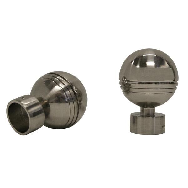 BRUSHED SILVER  RIDGED BALL FINIAL - for a 1'' (28mm) diameter rod