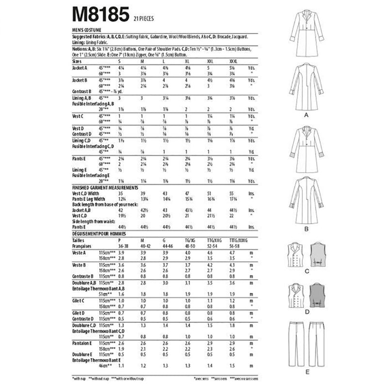 M8185 Men's Costume (size: S-M-L)