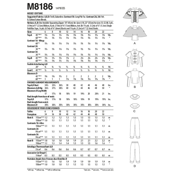 M8186 Misses' Costume (size: 14-16-18-20-22)