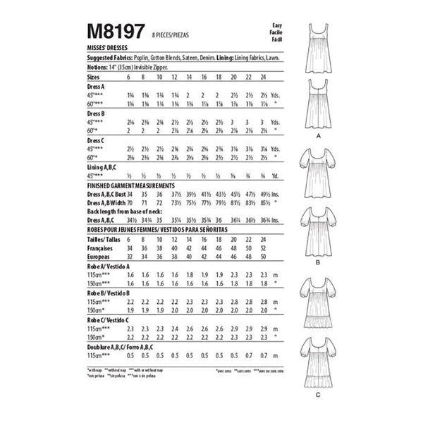 M8197 Misses' Dresses (size: 16-18-20-22-24)