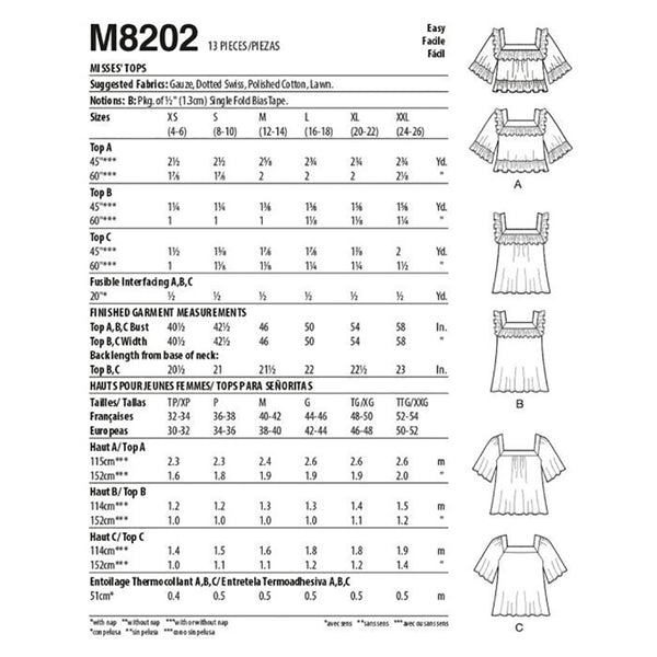 M8202 Misses' Tops (size: L-XL-XXL)