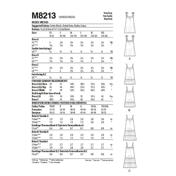 M8213 Misses' Dresses (size: L-XL-XXL)