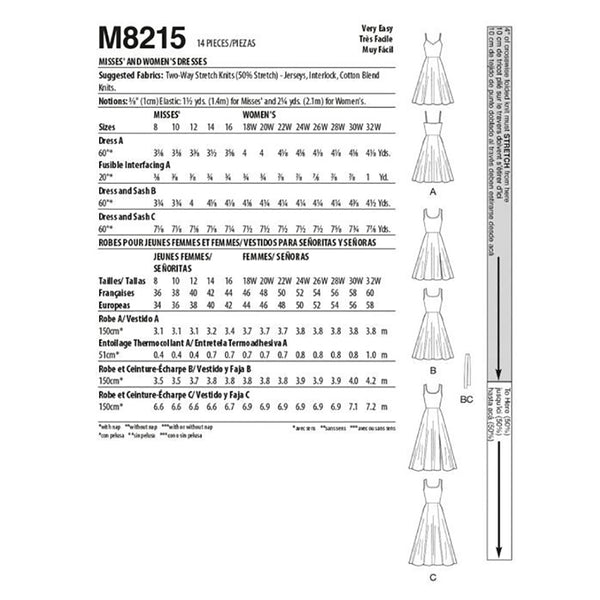 M8215 Misses' & Women's Dresses (size: 26W-28W-30W-32W)