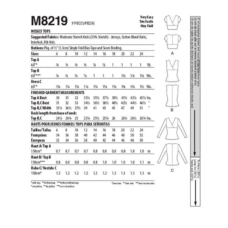 M8219 Misses' Top (size: 16-18-20-22-24)