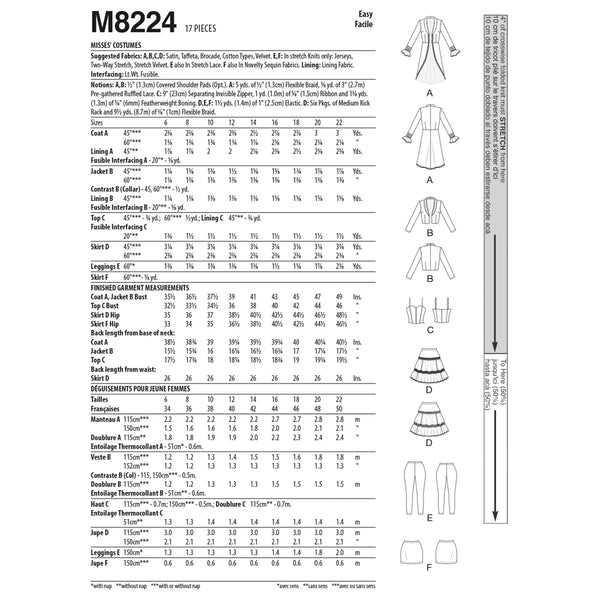 M8224 Misses' Costume (size: 14-16-18-20-22)