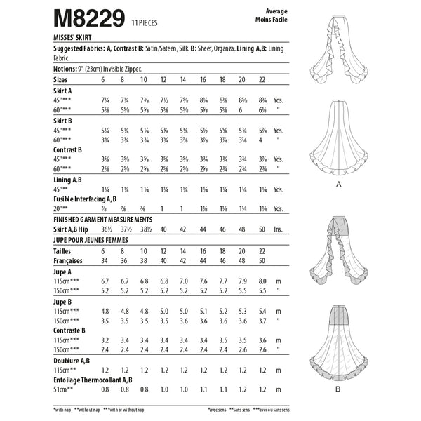 M8229 Misses' Skirt (size: 14-16-18-20-22)