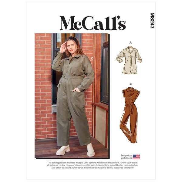 M8243 Misses' and Women's Romper, Jumpsuits and Belt (size: 18W-20W-22W-24W)
