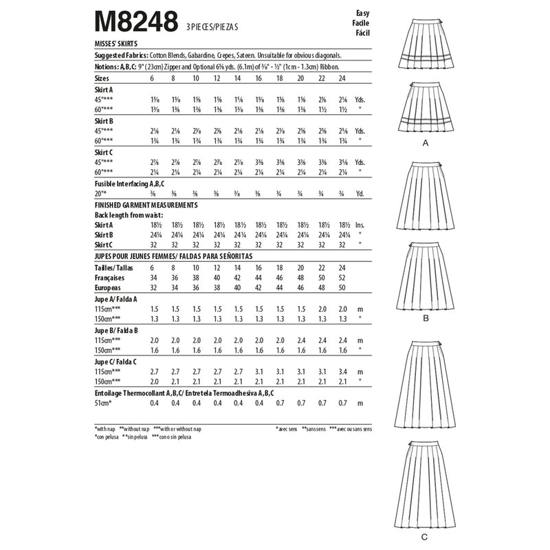 M8248 JUPES à PLIS POUR FEMMES (grandeur: 16-18-20-22-24)