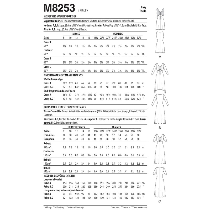 M8253 Misses' and Women's Dresses (26W-28W-30W-32W)