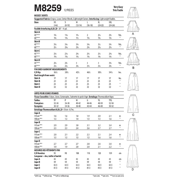 M8259 Misses' Skirts (X-S-M)