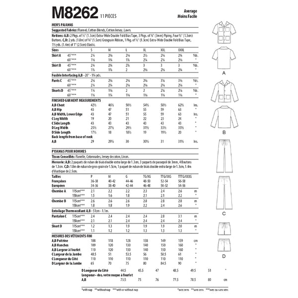 M8262 Men's Pajamas (X-XXL-XXXL                 )
