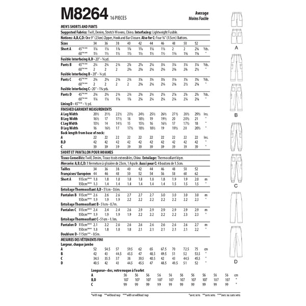 M8264 Men's Shorts and Pants (44-46-48-50-52)