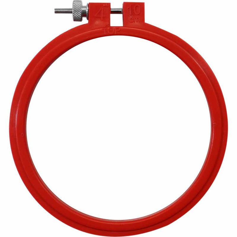 UNIQUE Plastic Embroidery Hoop - 4"/10cm - Red