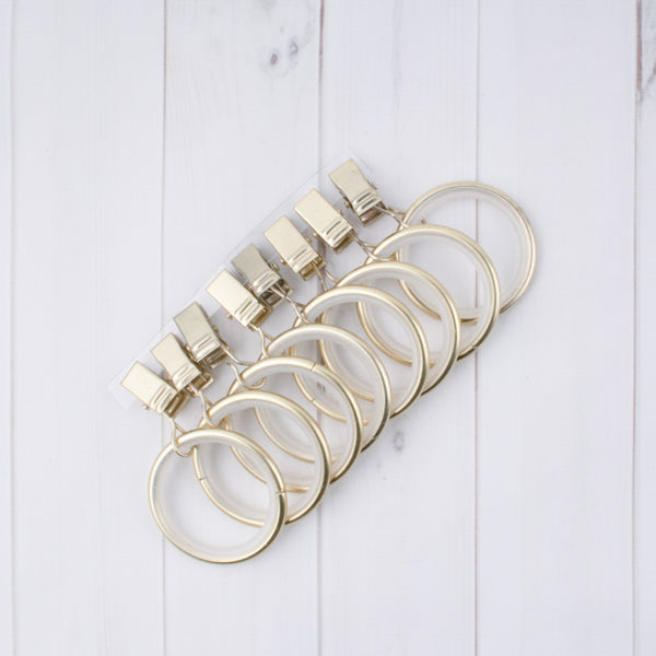 Metal rings with clip for 28mm rod - Brushed Brass