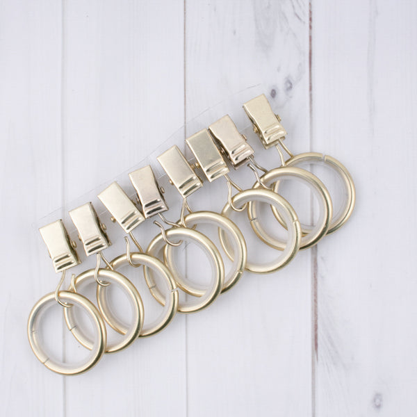 Metal rings with clip and eyelet for 19mm rod - Brushed Brass